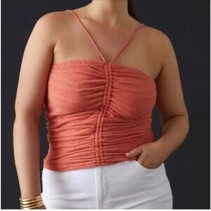Pilcro Anthropologie Ruched Tank Top Women's Medium Coral Strappy Casual
